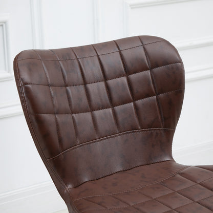 Setora Set Of 2 Faux Leather Brown Adjustable Bar Chairs With Backrest And Footrest