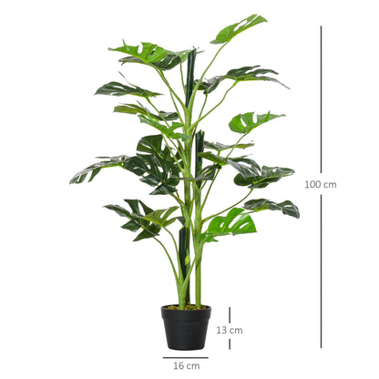 Doka Large Artificial Monstera Style Tree With 21 Leaves In Decorative Pot