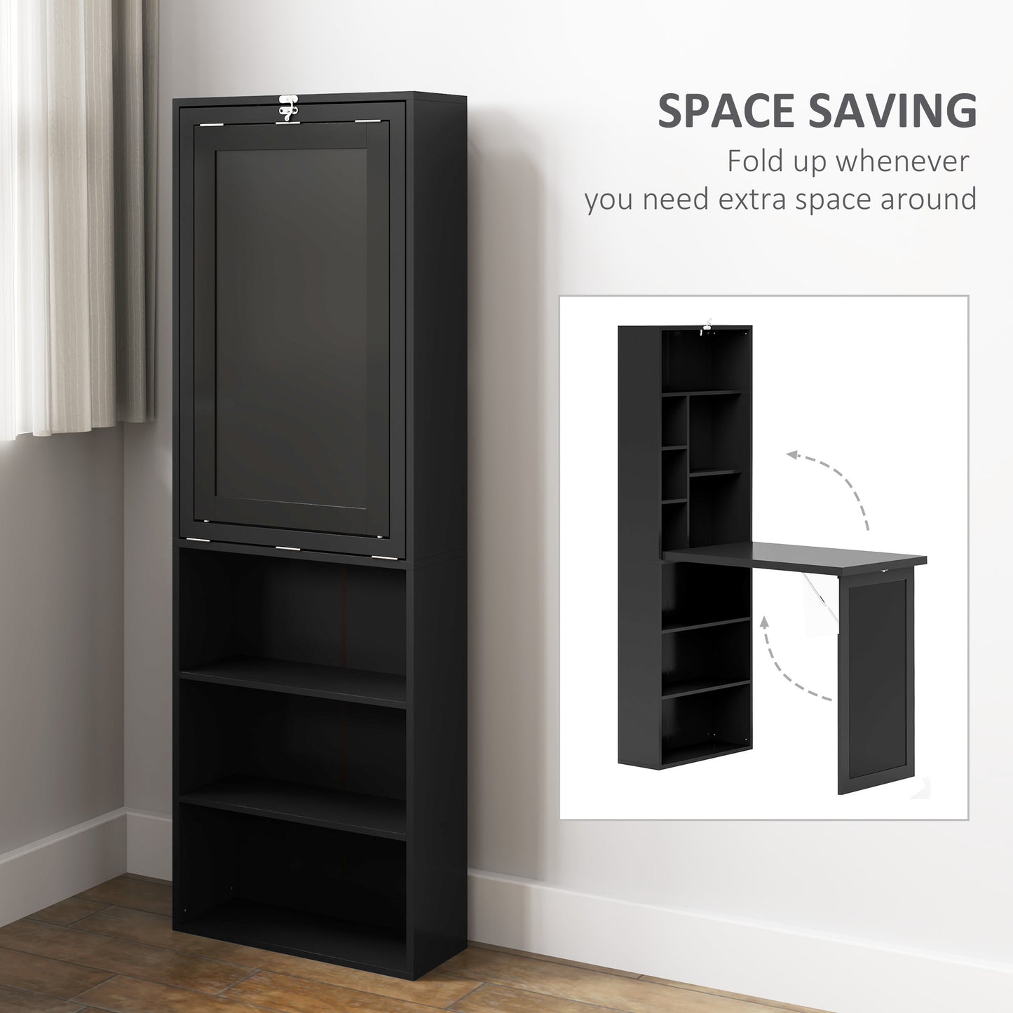 Havizi 98cm Black 3 Section Work Desk With Chalkboard And Storage