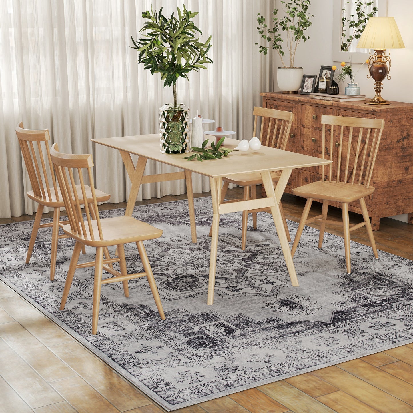 Vera 290 x 200 cm Polyester Grey Vintage Style Non Slip Washable Rug