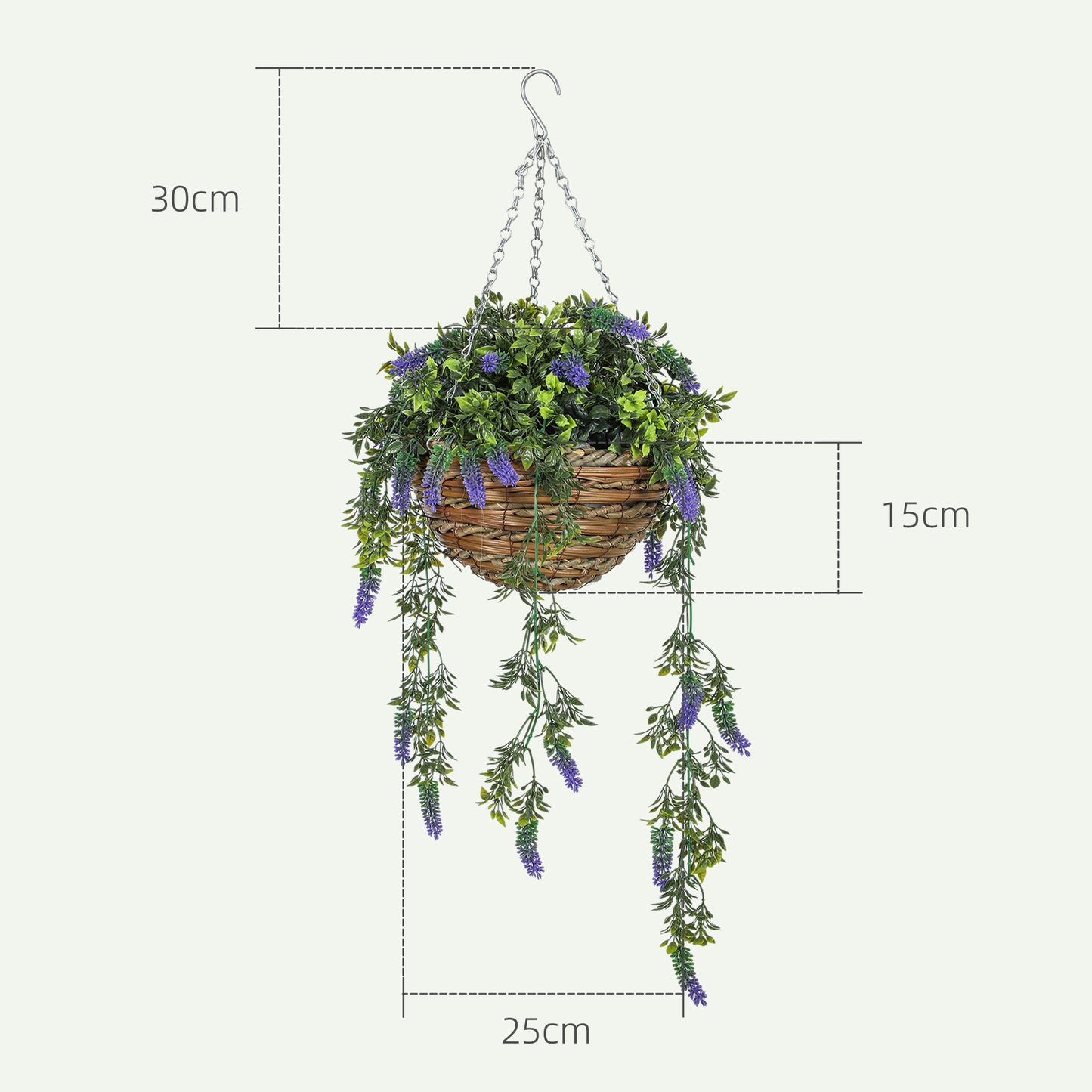 Nodimo Set Of 2 Artificial Lavender Hanging Baskets With Silk Finish