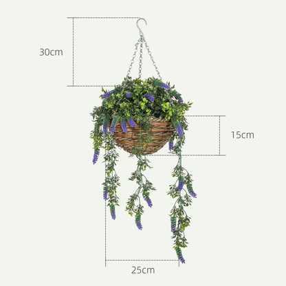 Nodimo Set Of 2 Artificial Lavender Hanging Baskets With Silk Finish