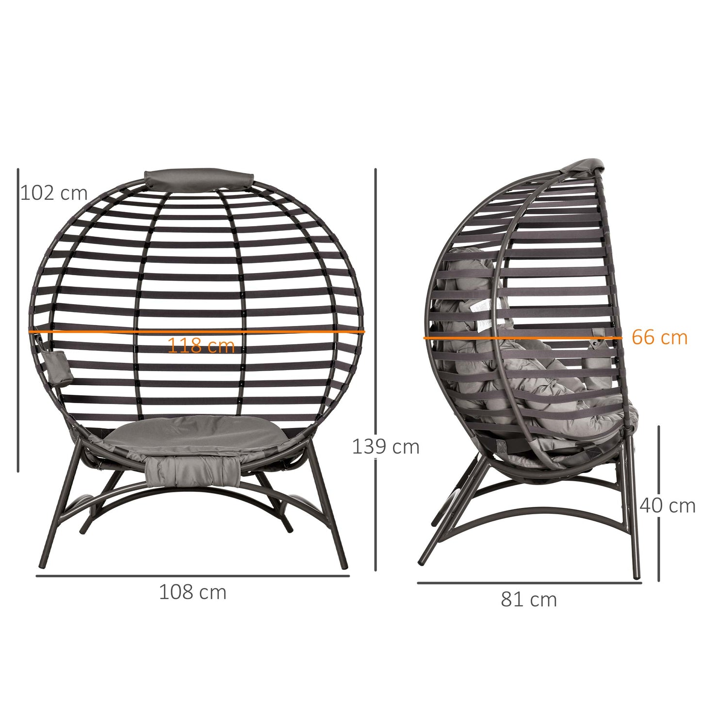 Refito Toma Rattan Brown Egg Chair With Cushions And Side Pocket