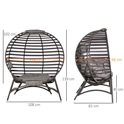 Refito Toma Rattan Brown Egg Chair With Cushions And Side Pocket