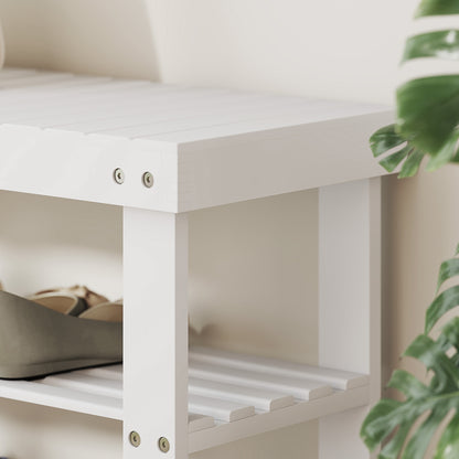 Riyo White Bamboo 2 Tier Shoe Storage Bench