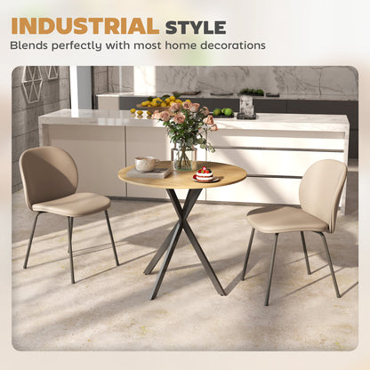 Mihafi Metal And Wood White Oak Finish Industrial Round Dining Table 80cm