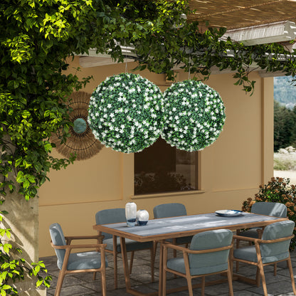 Radi Set Of 2 Artificial Boxwood Ball Plants In White Finish