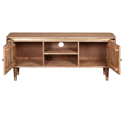 Idaho Natural Acacia Wood and Brass Two Door TV Unit