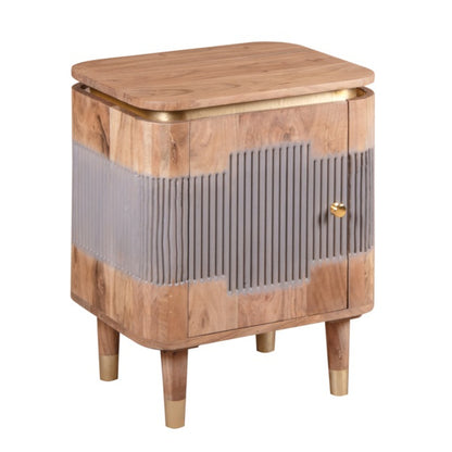 Idaho Natural Acacia Wood and Brass 2 Door Cabinet