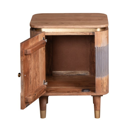 Idaho Natural Acacia Wood and Brass 2 Door Cabinet