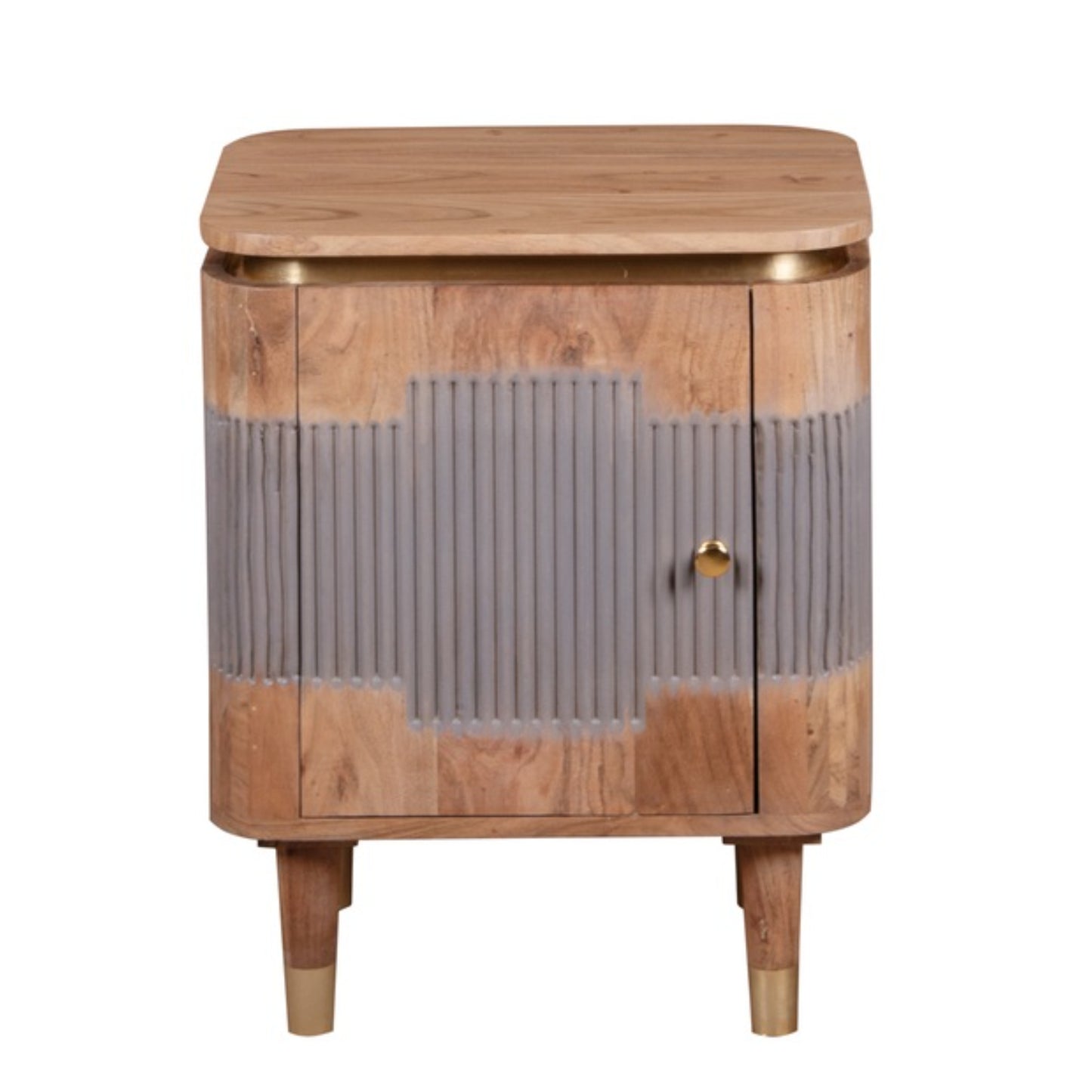 Idaho Natural Acacia Wood and Brass 2 Door Cabinet