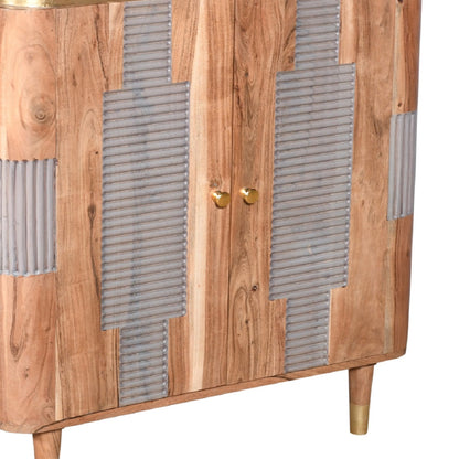 Idaho Natural Acacia Wood and Brass 2 Door Cabinet