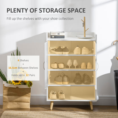 Keno Wooden White Modern Shoe Cupboard With Doors And Internal Shelving