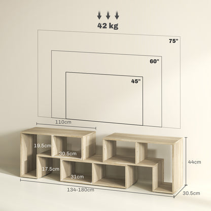 Tota 134cm Natural Wood Effect 3 Block Modular TV Stand