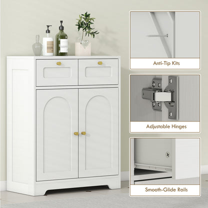 Pareto Bathroom Floor Storage Cabinet With 2 Drawers White
