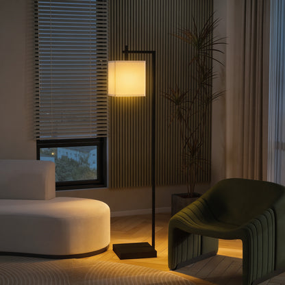 Mito Metal Black Tall LED Floor Lamp With Adjustable Colour TemFauxrature Remote And Foot Switch