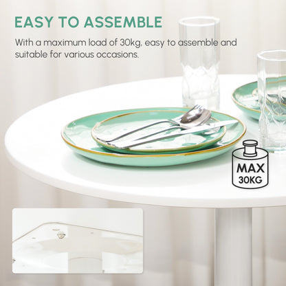 Dimi Metal White Minimal Round Dining Table For 2 70cm