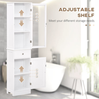 Ramila Tall Bathroom Storage Cabinet With Shelves Drawer And Door In White