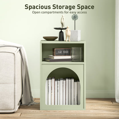Nimayo Light Green Bedside Table With 2 Open Storage