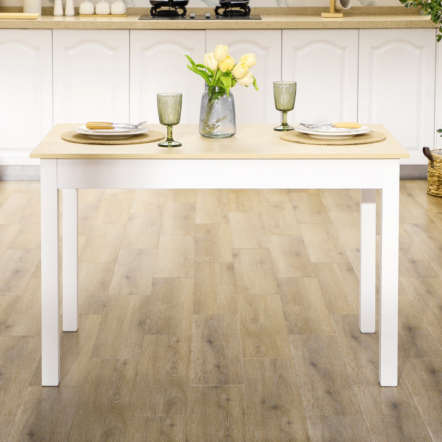 Rive Wooden Oak Dining Table Seating 4 To 6 With Thick Legs