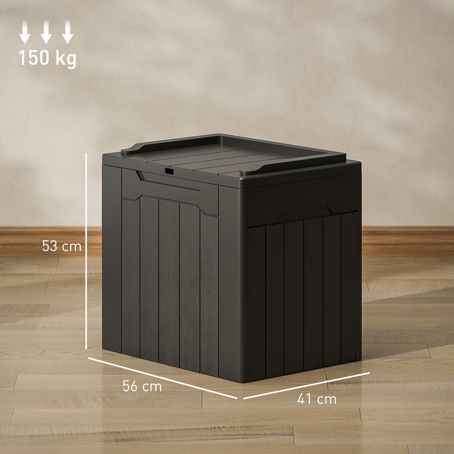 Baseso Plastic Charcoal Grey Outdoor Storage Chest With Lift Lid 107 Litre Capacity