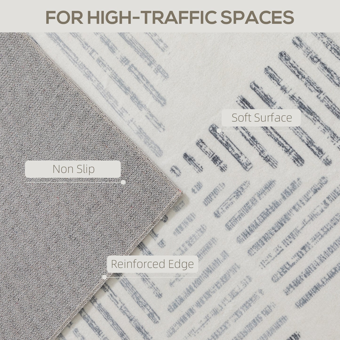 Fave 170cm Grey Geometric Non Slip Washable Rug