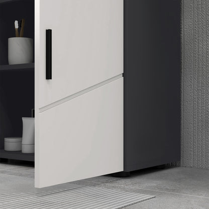Fazorari Light Grey Pedestal Sink Storage Cabinet With Adjustable Shelving And U Cut Out Design