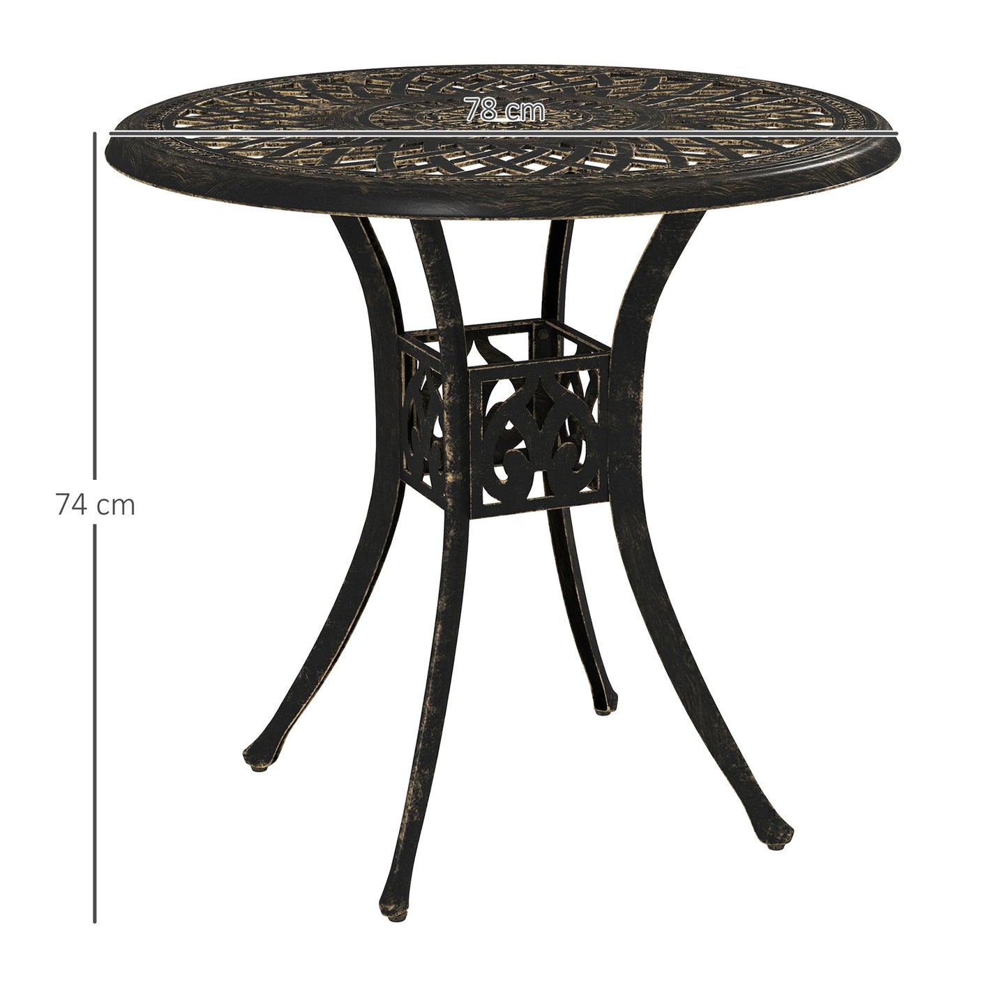 Kenofa Cast Aluminium Bronze Round Garden Dining Table With Parasol Hole