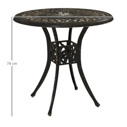 Kenofa Cast Aluminium Bronze Round Garden Dining Table With Parasol Hole