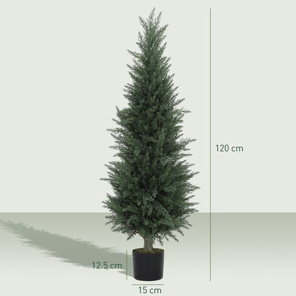Fiba Set Of 2 Artificial Cypress Style Trees In Green For Decorative Placement