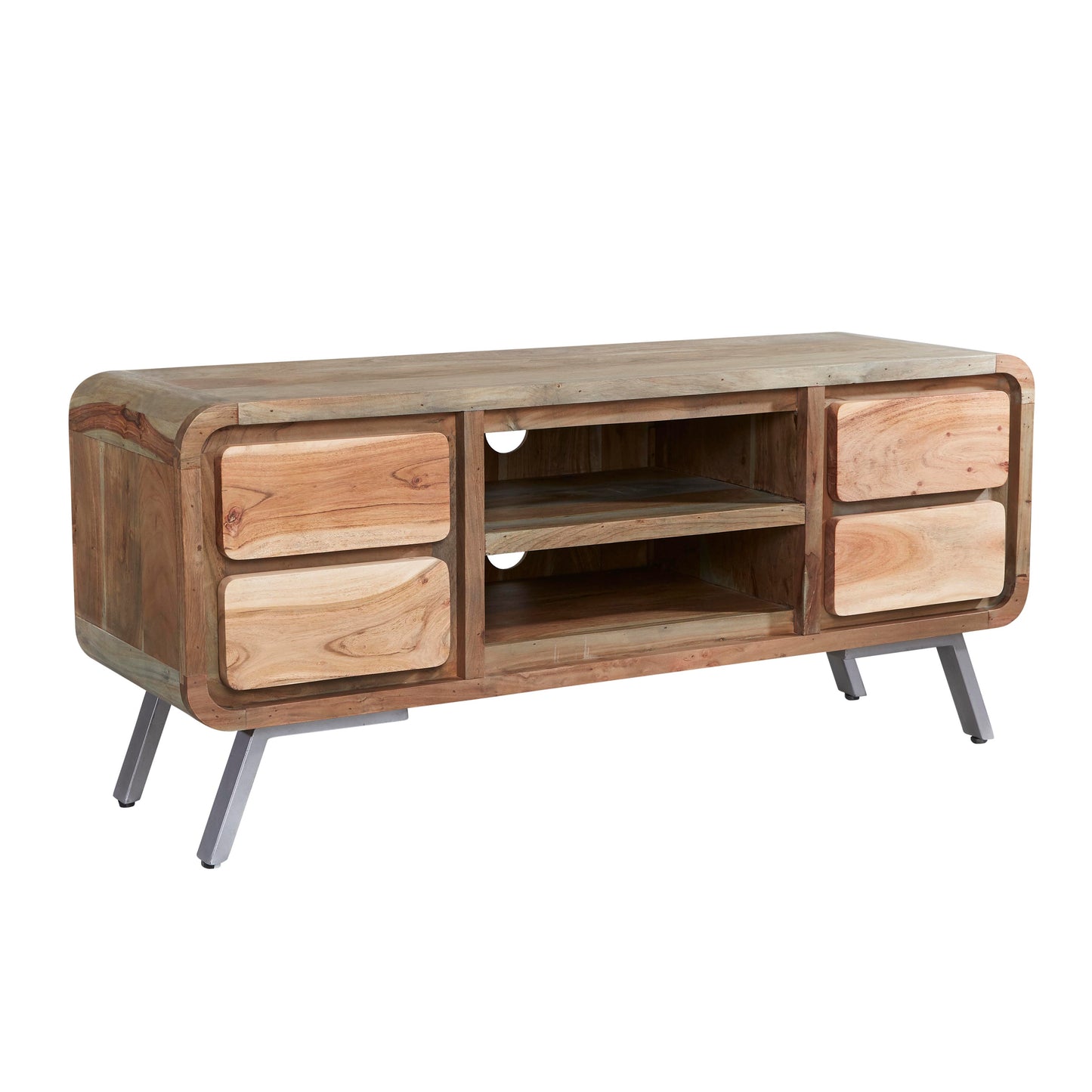 Los Angeles Reclaimed Wood and Metal TV Media Unit 2 Drawers 1 Shelf