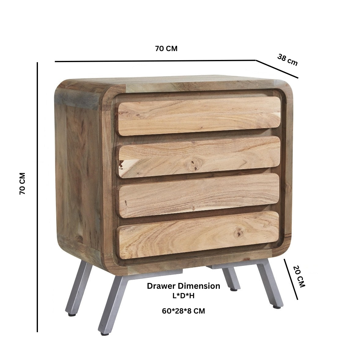 Los Angeles Reclaimed Wood and Metal 4 Drawer Wide Storage Chest