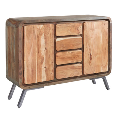 Los Angeles Reclaimed Wood and Metal Large Sideboard 4 Drawers 2 Doors