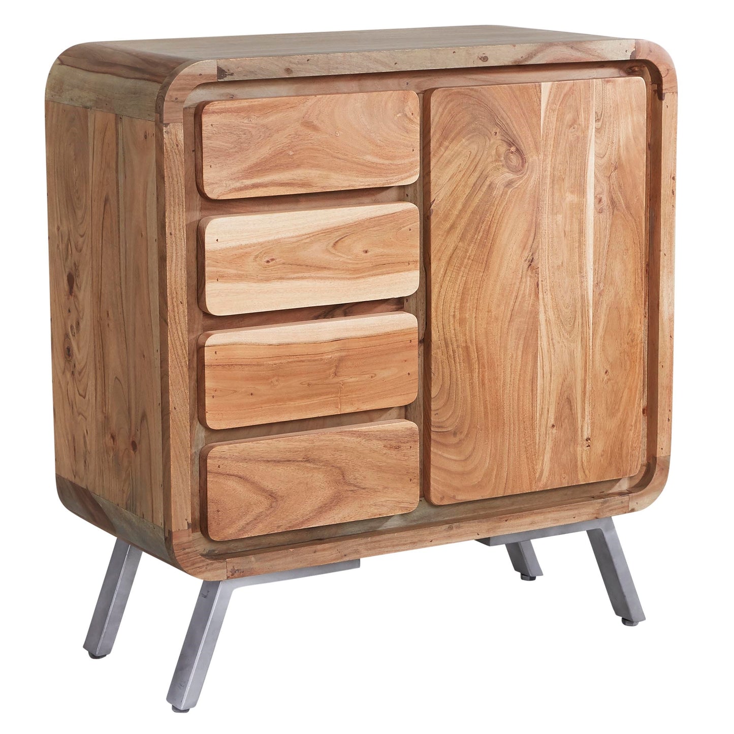 Los Angeles Reclaimed Wood and Metal Modern Medium Sideboard 4 Drawers 1 Door