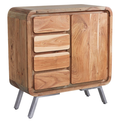 Los Angeles Reclaimed Wood and Metal Modern Medium Sideboard 4 Drawers 1 Door