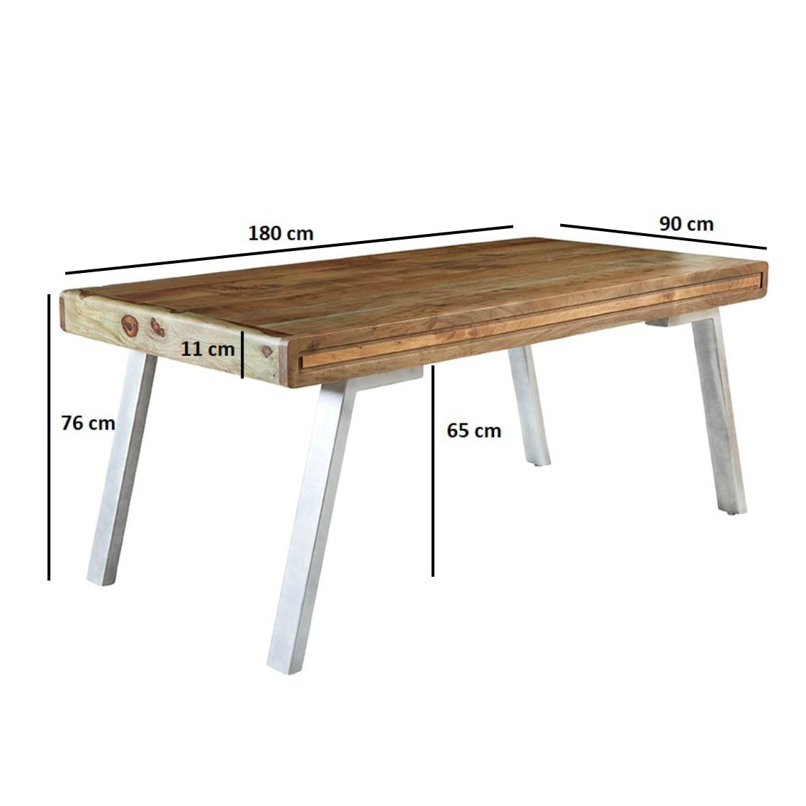 Los Angeles Large Reclaimed Wood and Metal Dining Table