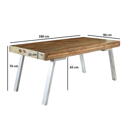 Los Angeles Large Reclaimed Wood and Metal Dining Table