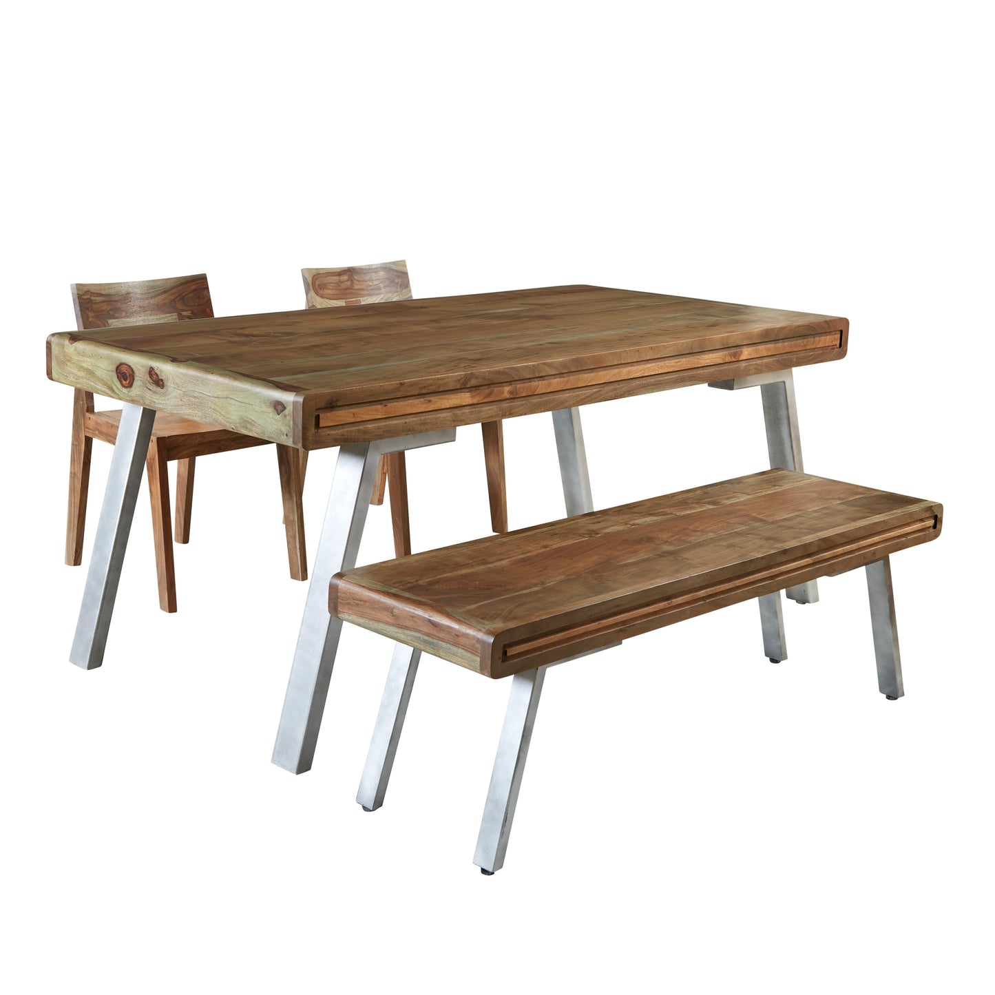 Los Angeles Large Reclaimed Wood and Metal Dining Table