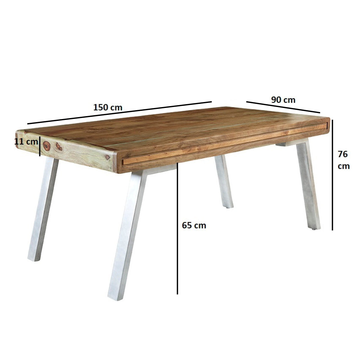 Los Angeles Reclaimed Wood and Metal Modern Dining Table