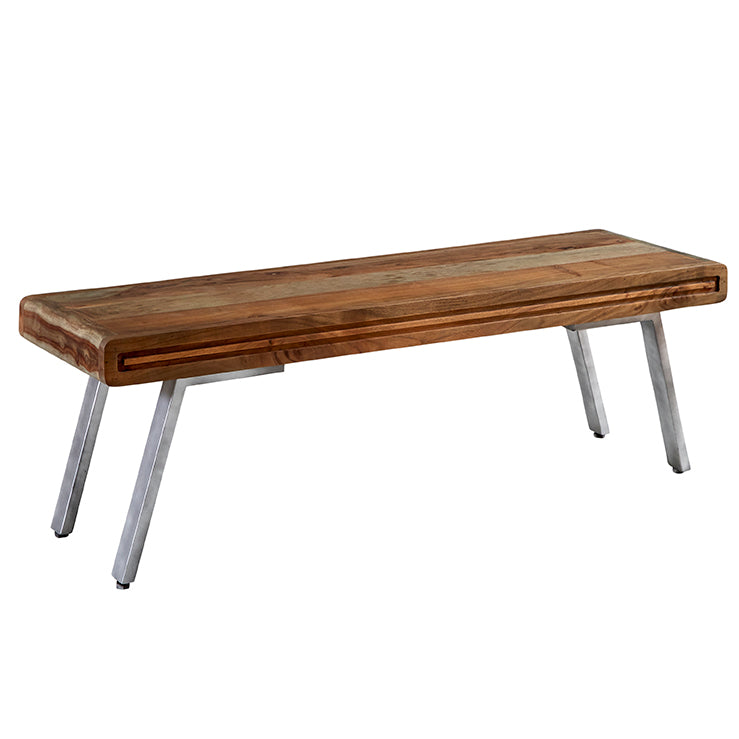 Los Angeles Reclaimed Wood Dining Bench with Metal Legs