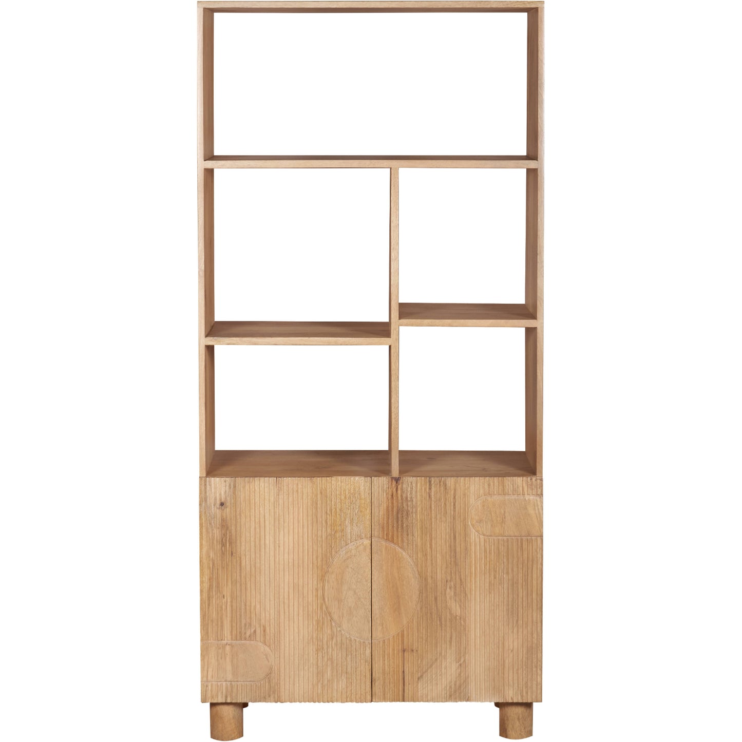 Buffalo Natural Mango Wood Bookcase with Two Door Cabinet