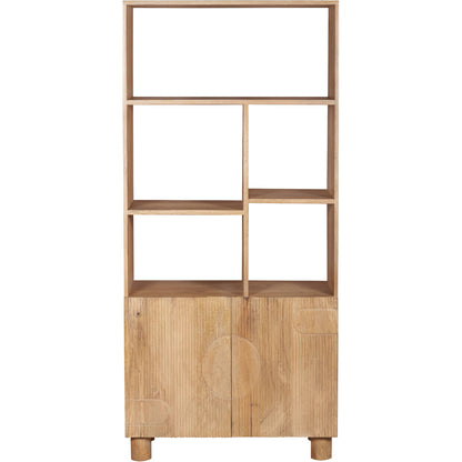 Buffalo Natural Mango Wood Bookcase with Two Door Cabinet