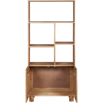Buffalo Natural Mango Wood Bookcase with Two Door Cabinet