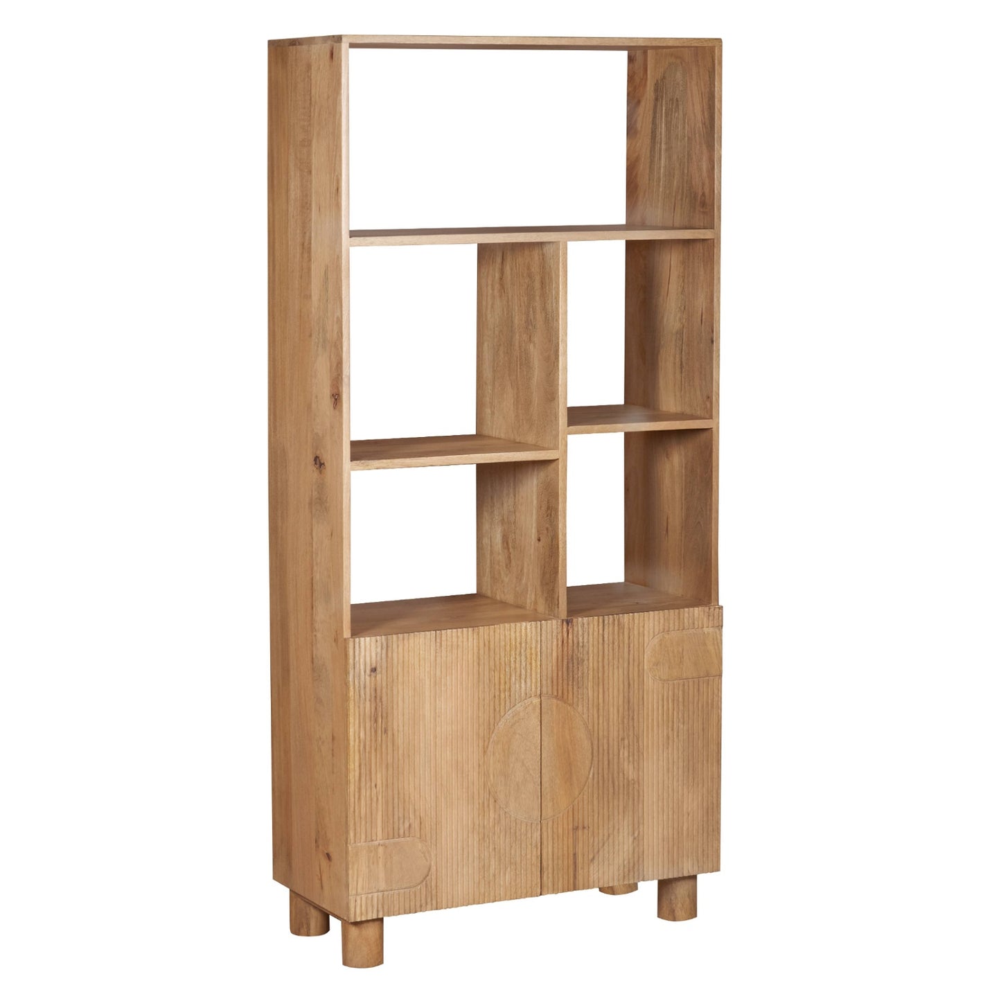 Buffalo Natural Mango Wood Bookcase with Two Door Cabinet