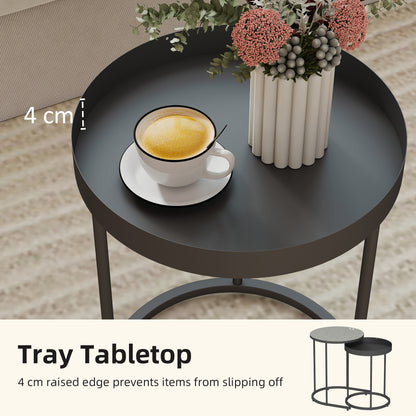 Midoli Set of 2 Metal And Wood Grey Industrial Nesting Tables
