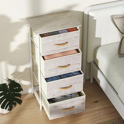 Kosatti Fabric And Metal Natural Wood Finish 4 Drawer Storage Chest