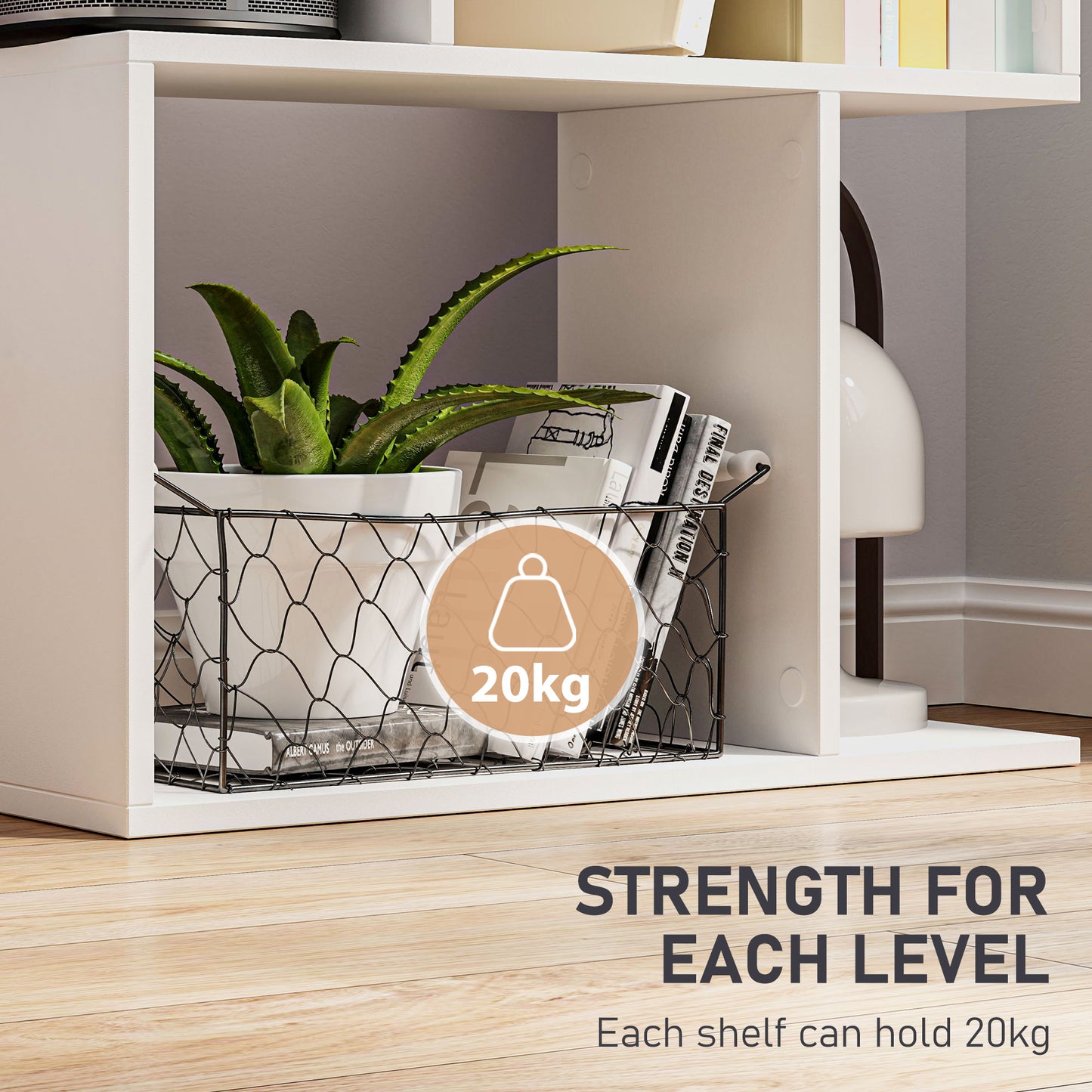 Matosu Wood White 5 Tier S ShaFauxd Freestanding Bookcase Display Unit