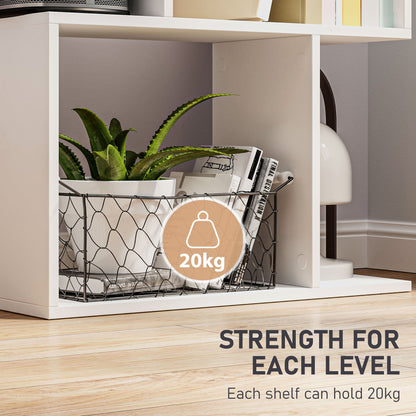 Matosu Wood White 5 Tier S ShaFauxd Freestanding Bookcase Display Unit