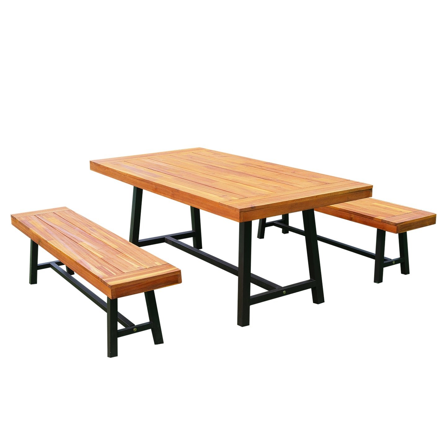 Nare Acacia Wood 3 Piece Picnic Table Set With 2 Benches