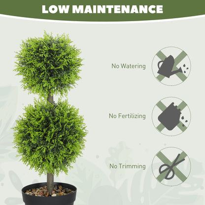 Leka Fadi Set Of 2 Artificial Boxwood Ball Topiary Trees With Double Ball Design H8 60cm